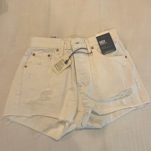 White Levi’s 501 High-Rise Jean Shorts